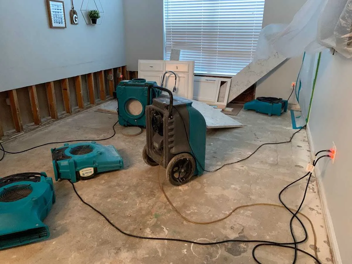 Dehumidifier in flood-cut room for Water Extraction & Removal in Floresville
