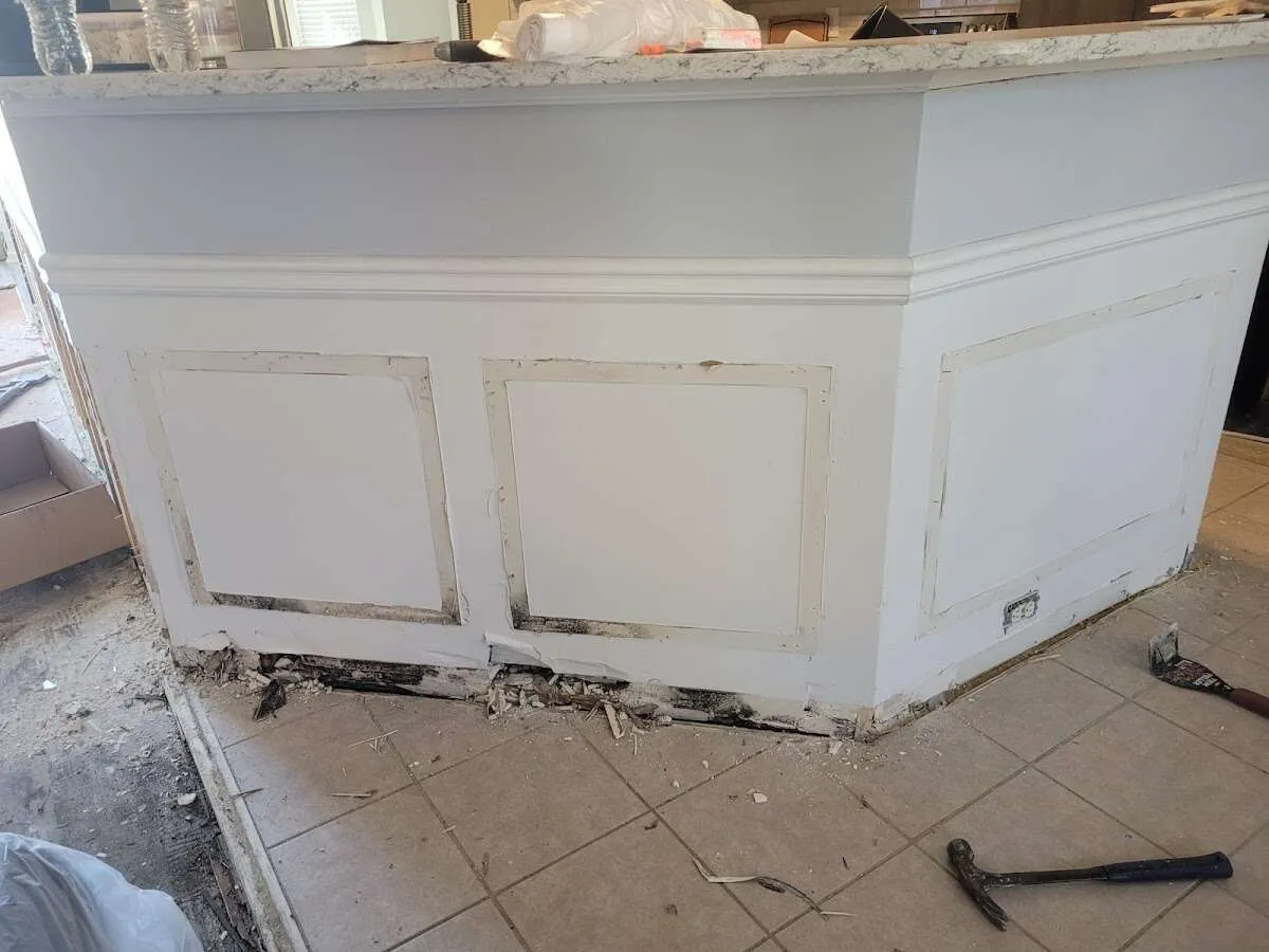 Water damage and mold on kitchen during Storm Damage Restoration in Floresville